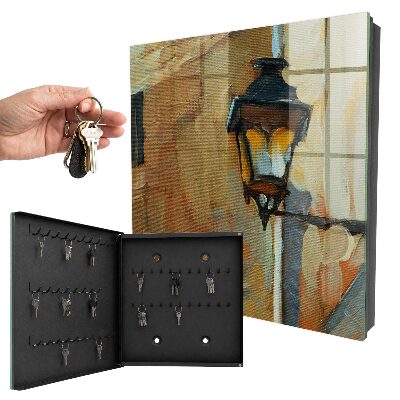 Key cabinet for wall Retro lamp