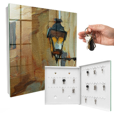Key cabinet for wall Retro lamp