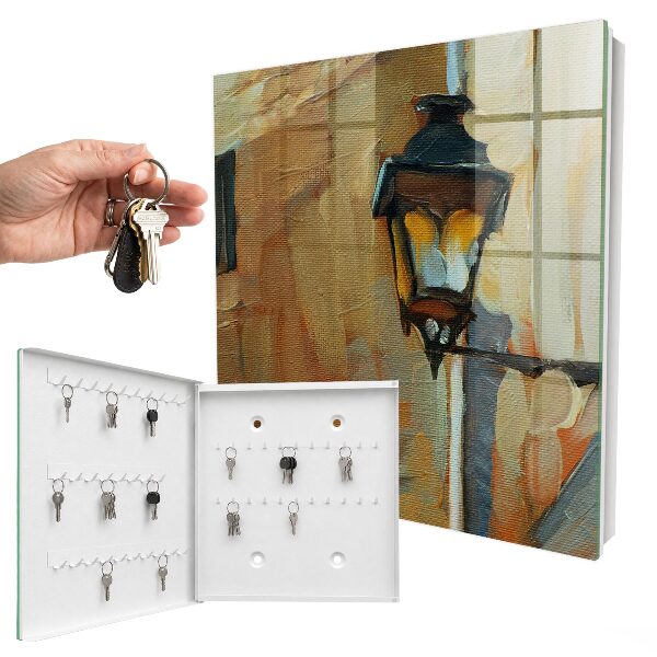 Key cabinet for wall Retro lamp
