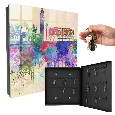 Key cabinet for wall Urban watercolor