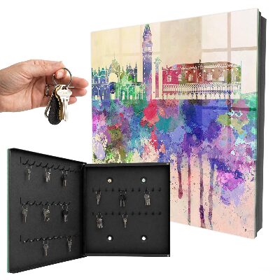Key cabinet for wall Urban watercolor