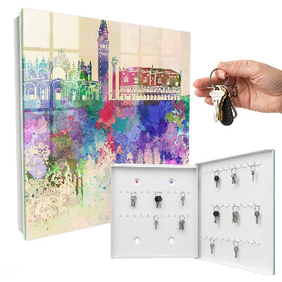 Key cabinet for wall Urban watercolor