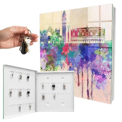 Key cabinet for wall Urban watercolor