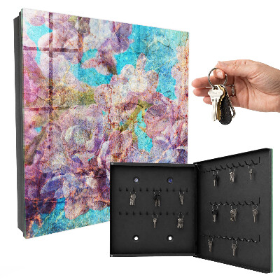 Key cabinet for wall Colorful flowers
