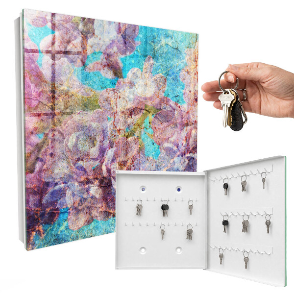 Key cabinet for wall Colorful flowers