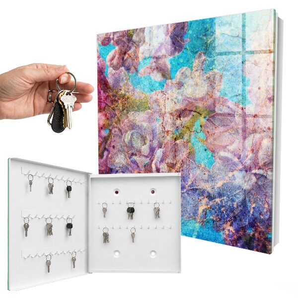 Key cabinet for wall Colorful flowers