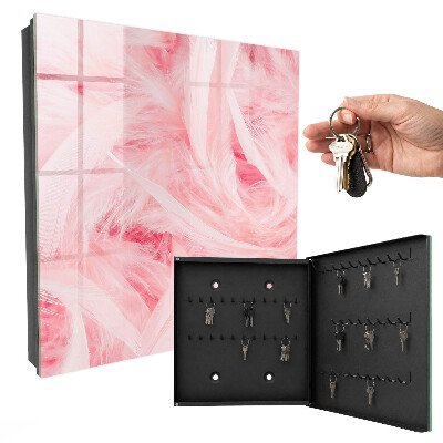 Key cabinet for wall Pink feathers