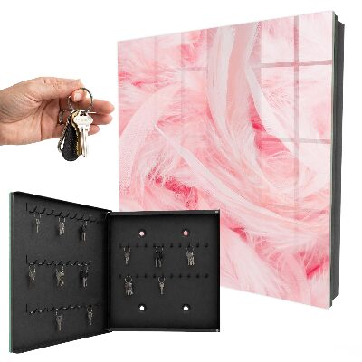 Key cabinet for wall Pink feathers