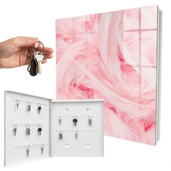 Key cabinet for wall Pink feathers