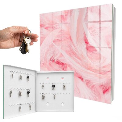 Key cabinet for wall Pink feathers