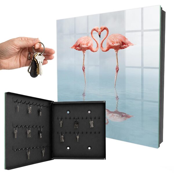 Key cabinet for wall Flamingos love