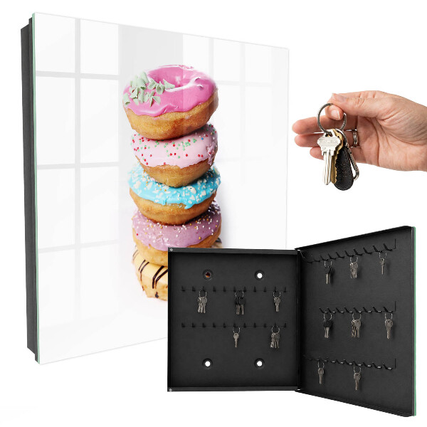 Key cabinet for wall Colorful donuts