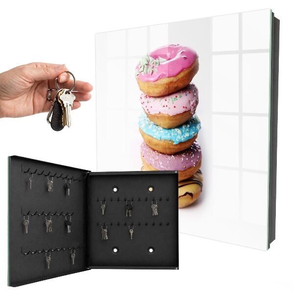 Key cabinet for wall Colorful donuts