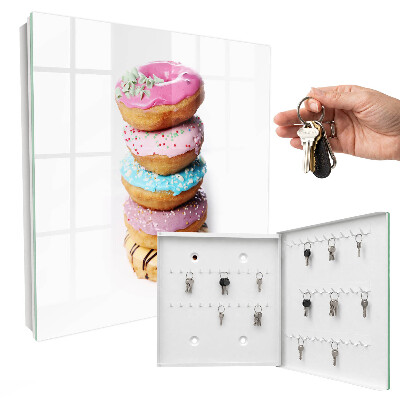 Key cabinet for wall Colorful donuts