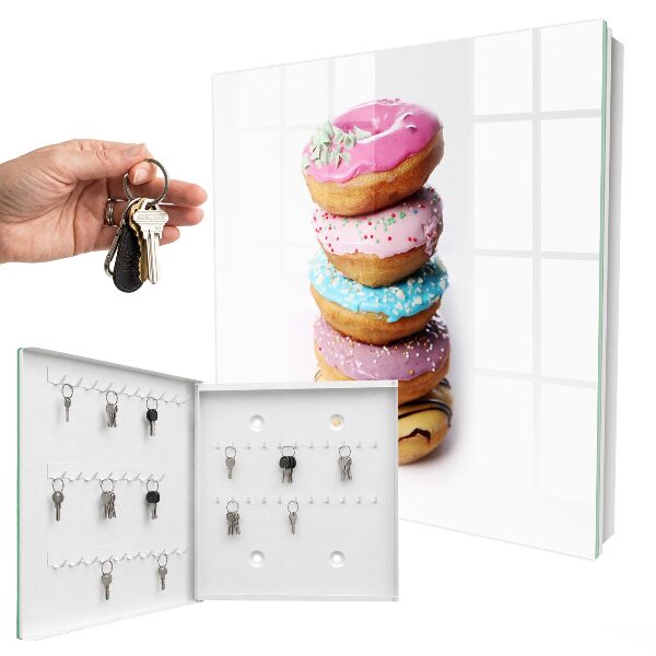 Key cabinet for wall Colorful donuts