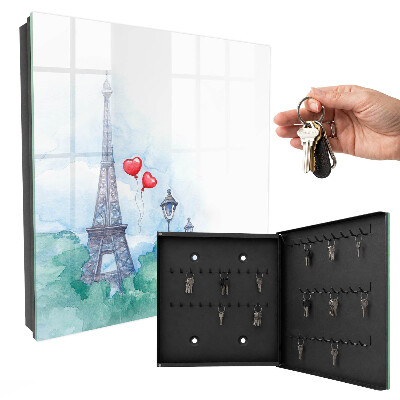 Key cabinet for wall Paris landscape