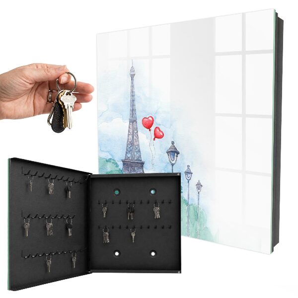 Key cabinet for wall Paris landscape