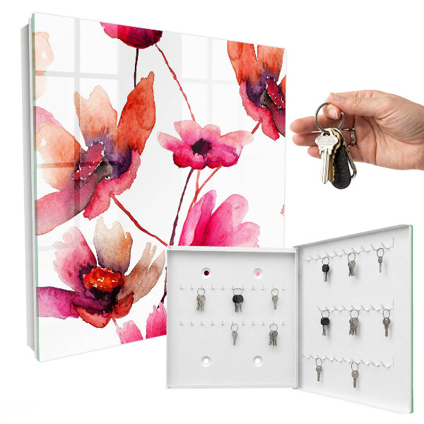 Key storage box Watercolor flowers