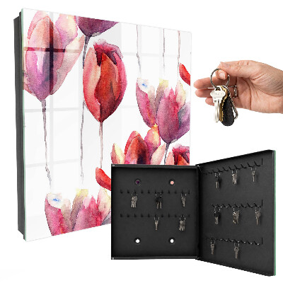 Key storage box Watercolor tulips