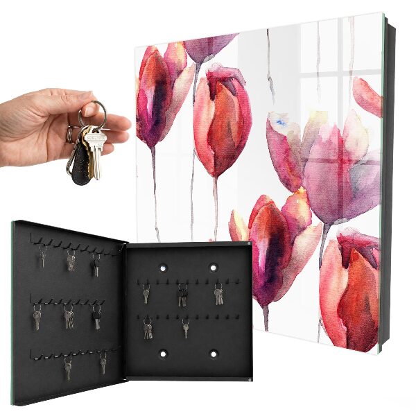 Key storage box Watercolor tulips