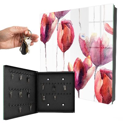 Key storage box Watercolor tulips