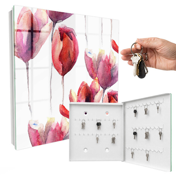 Key storage box Watercolor tulips