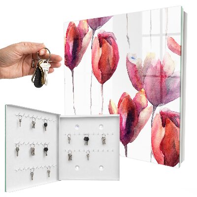 Key storage box Watercolor tulips