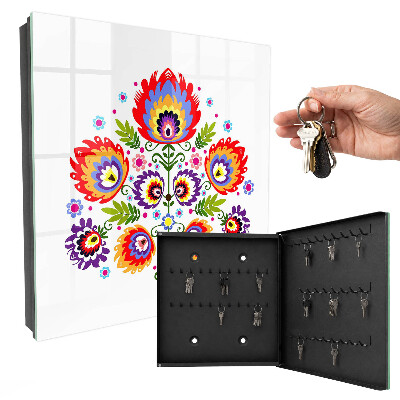 Key cabinet for wall Folk flowers