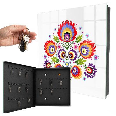 Key cabinet for wall Folk flowers