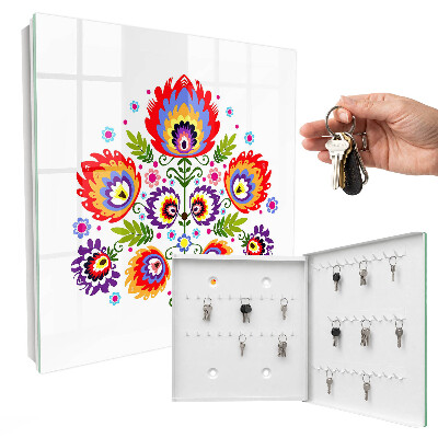 Key cabinet for wall Folk flowers
