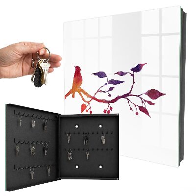 Key storage box A branch with a bird