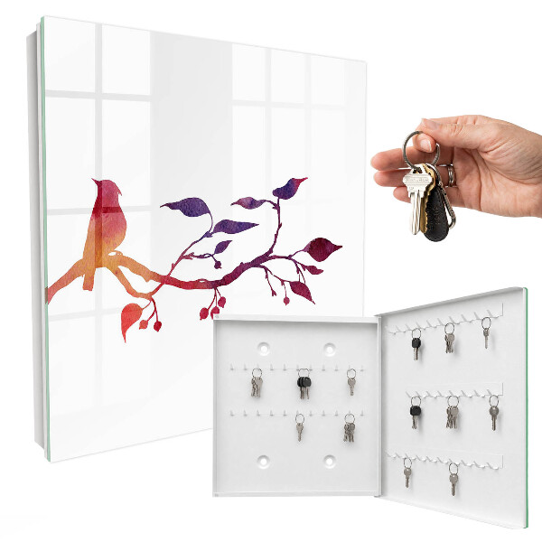 Key storage box A branch with a bird