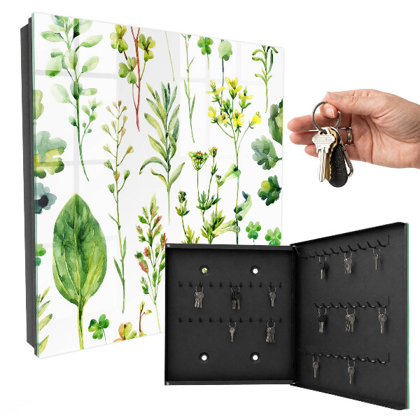 Key cabinet for wall Watercolor plants