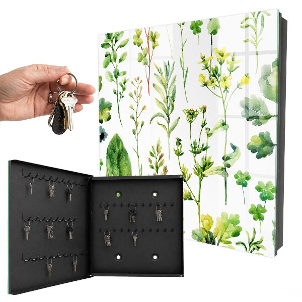 Key cabinet for wall Watercolor plants