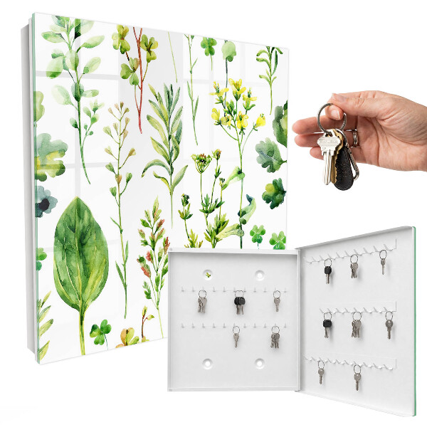 Key cabinet for wall Watercolor plants