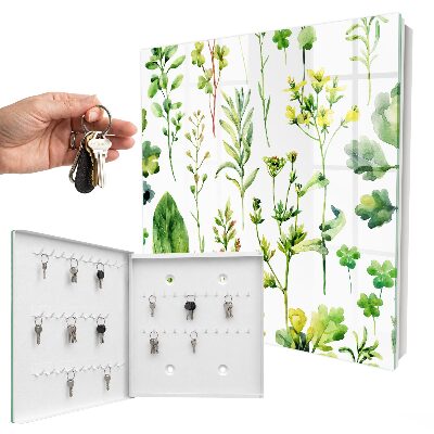 Key cabinet for wall Watercolor plants