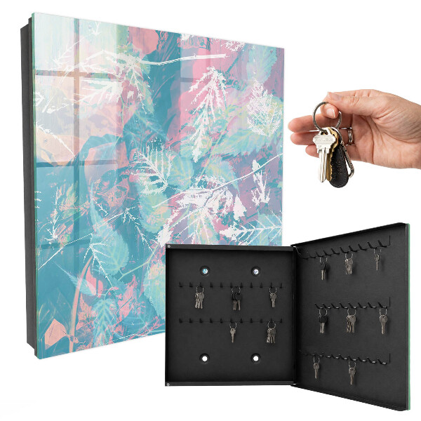Key cabinet for wall Pastel leaves