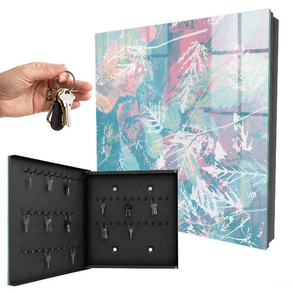 Key cabinet for wall Pastel leaves
