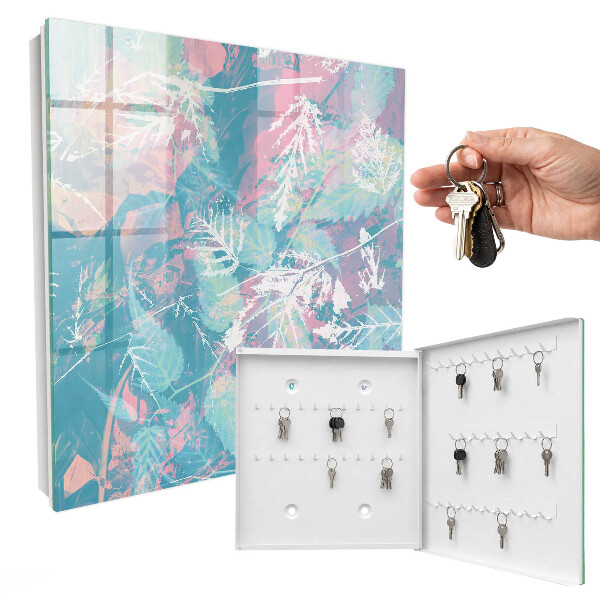 Key cabinet for wall Pastel leaves