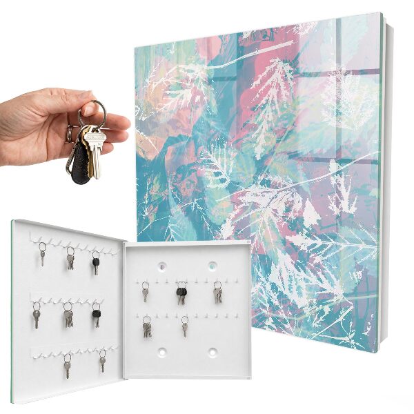 Key cabinet for wall Pastel leaves