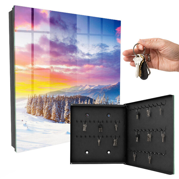 Key cabinet for wall Winter sunset
