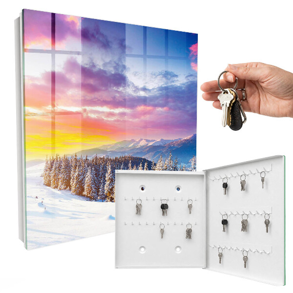 Key cabinet for wall Winter sunset