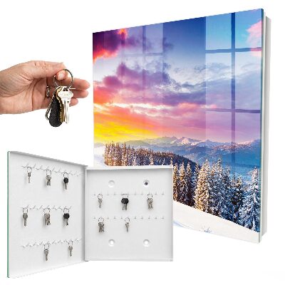 Key cabinet for wall Winter sunset