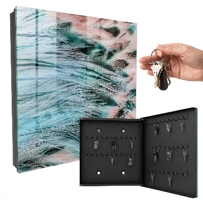 Key cabinet for wall Pastel feathers
