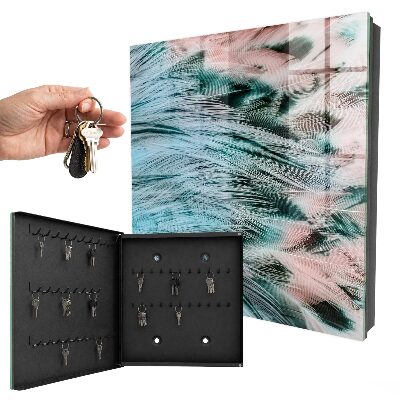 Key cabinet for wall Pastel feathers