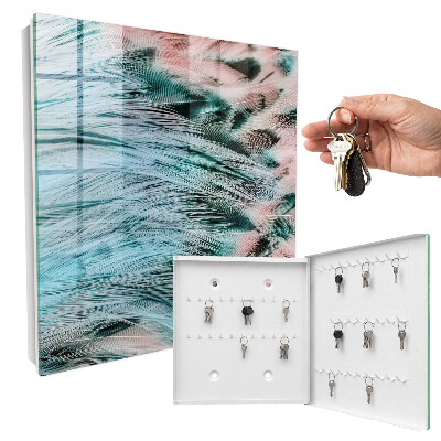 Key cabinet for wall Pastel feathers