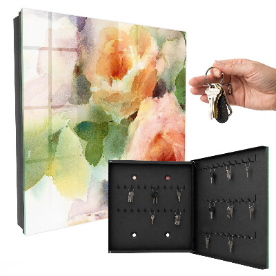 Key storage box Watercolor flowers