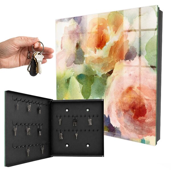 Key storage box Watercolor flowers