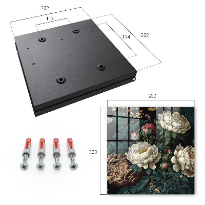 Key cabinet for wall Peony flowers