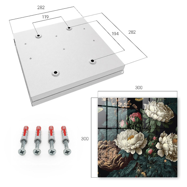 Key cabinet for wall Peony flowers